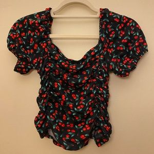 CHERRY🍒SQUARE NECK TOP -FITS XS-M